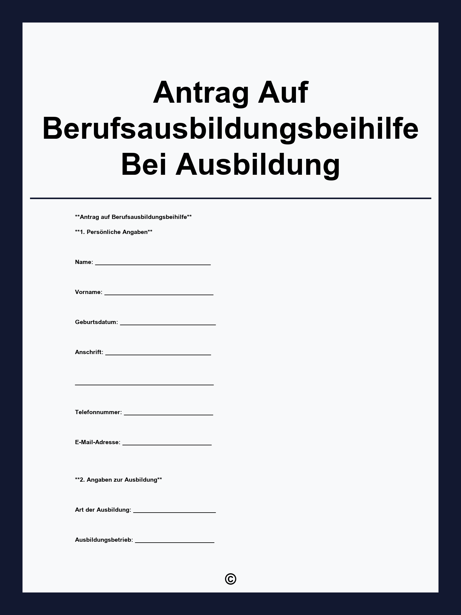 Antrag Auf Berufsausbildungsbeihilfe Bei Ausbildung