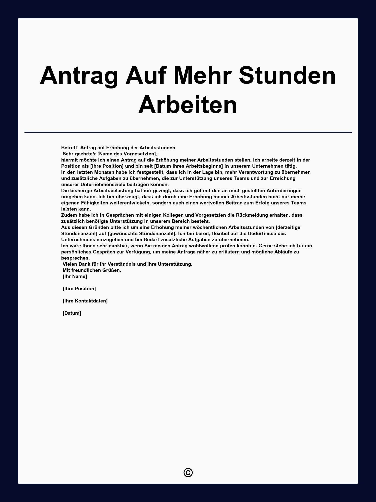 Antrag Auf Mehr Stunden Arbeiten