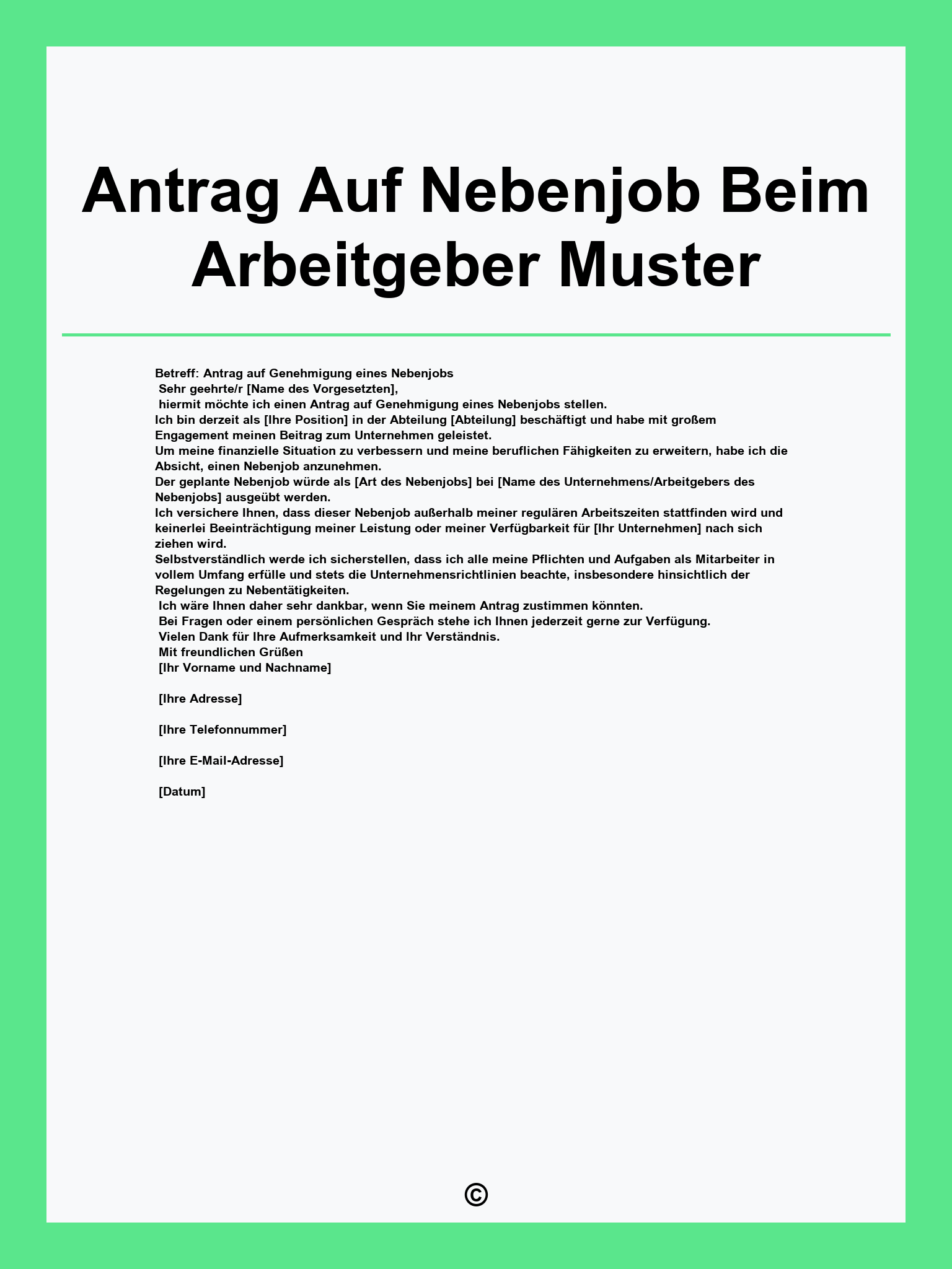 Antrag Auf Nebenjob Beim Arbeitgeber Muster
