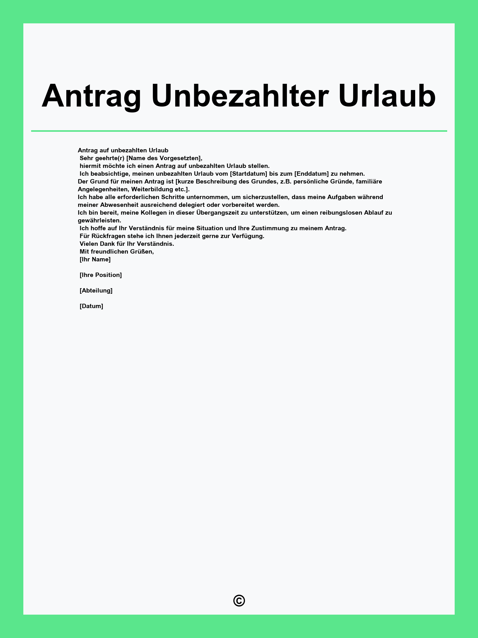 Antrag Unbezahlter Urlaub