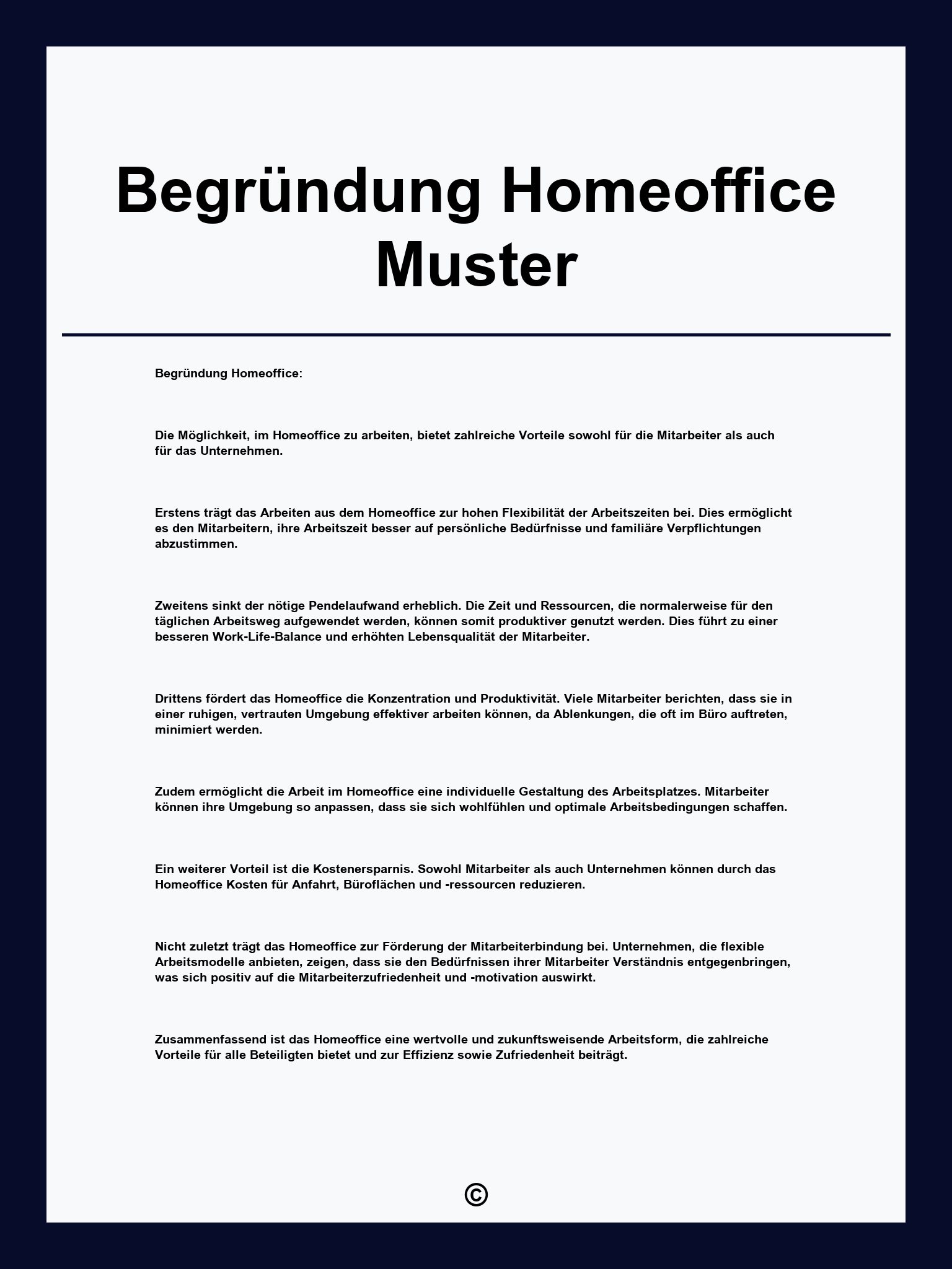 Begründung Homeoffice Muster
