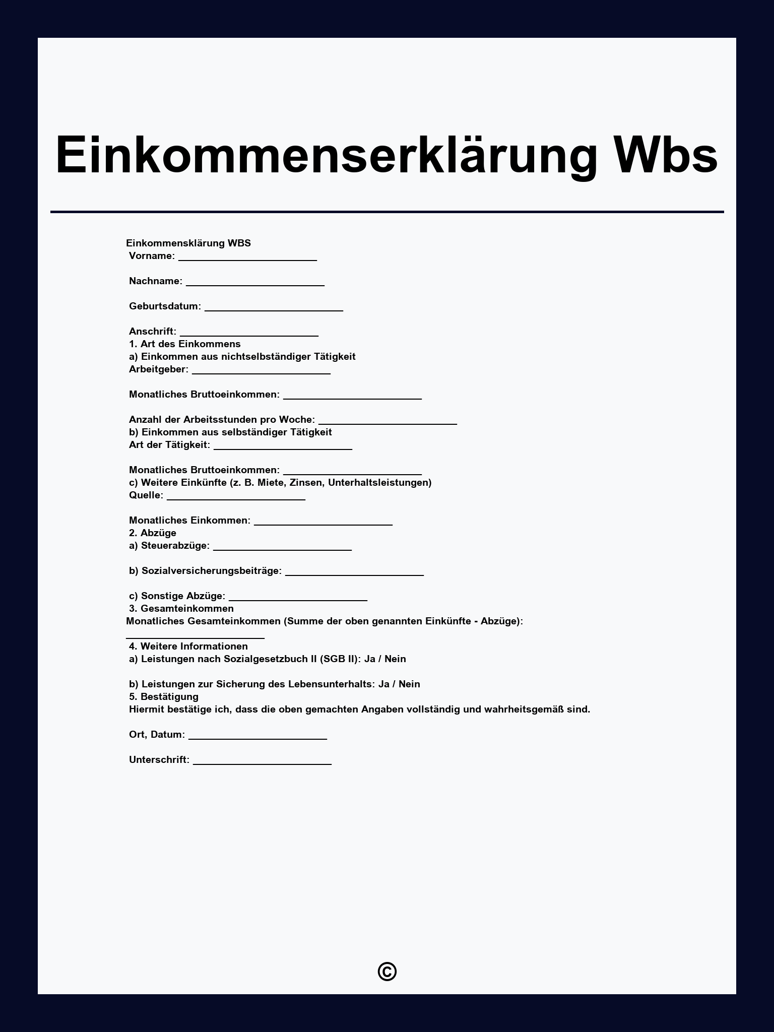 Einkommenserklärung Wbs