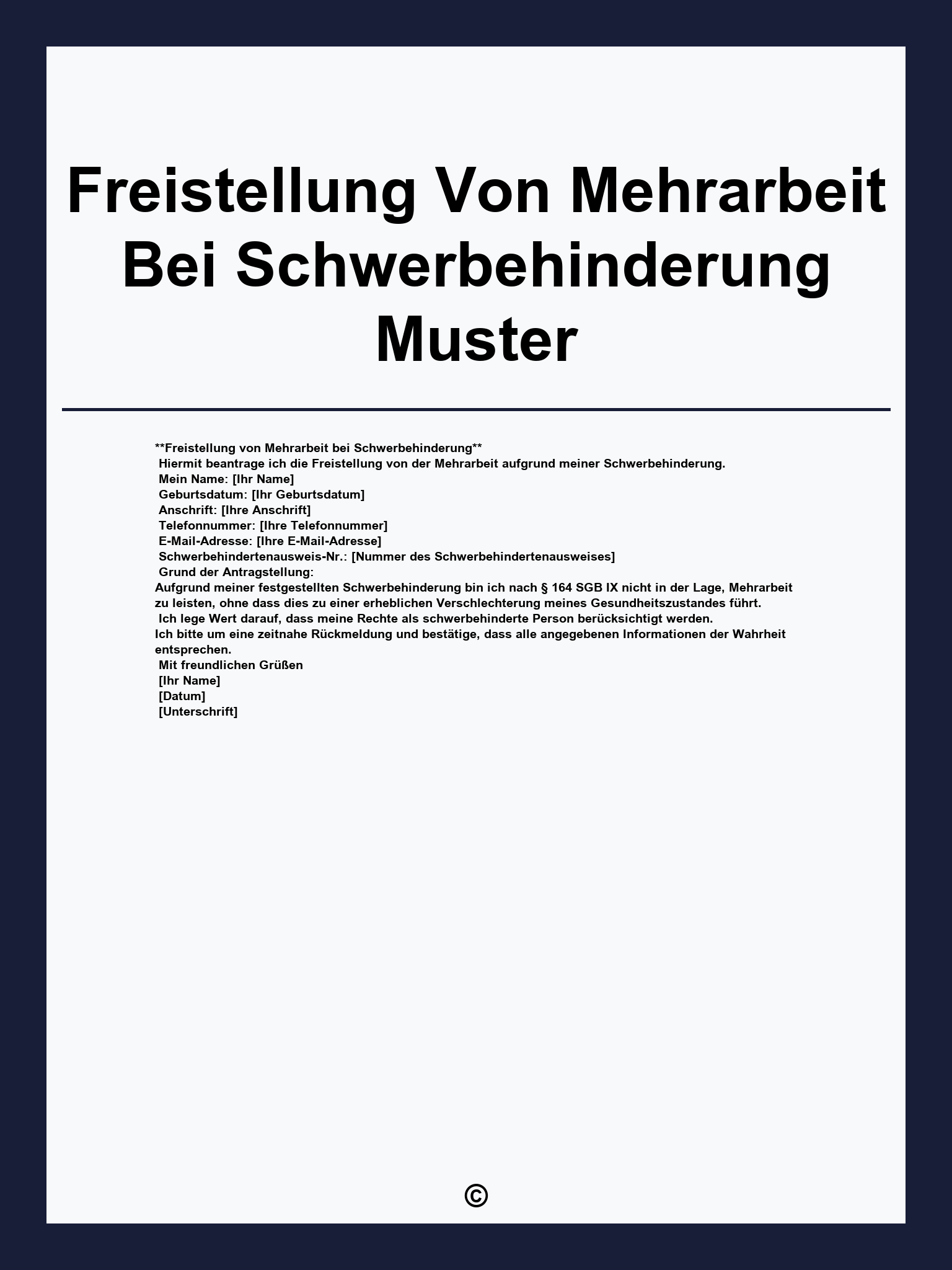 Freistellung Von Mehrarbeit Bei Schwerbehinderung Muster
