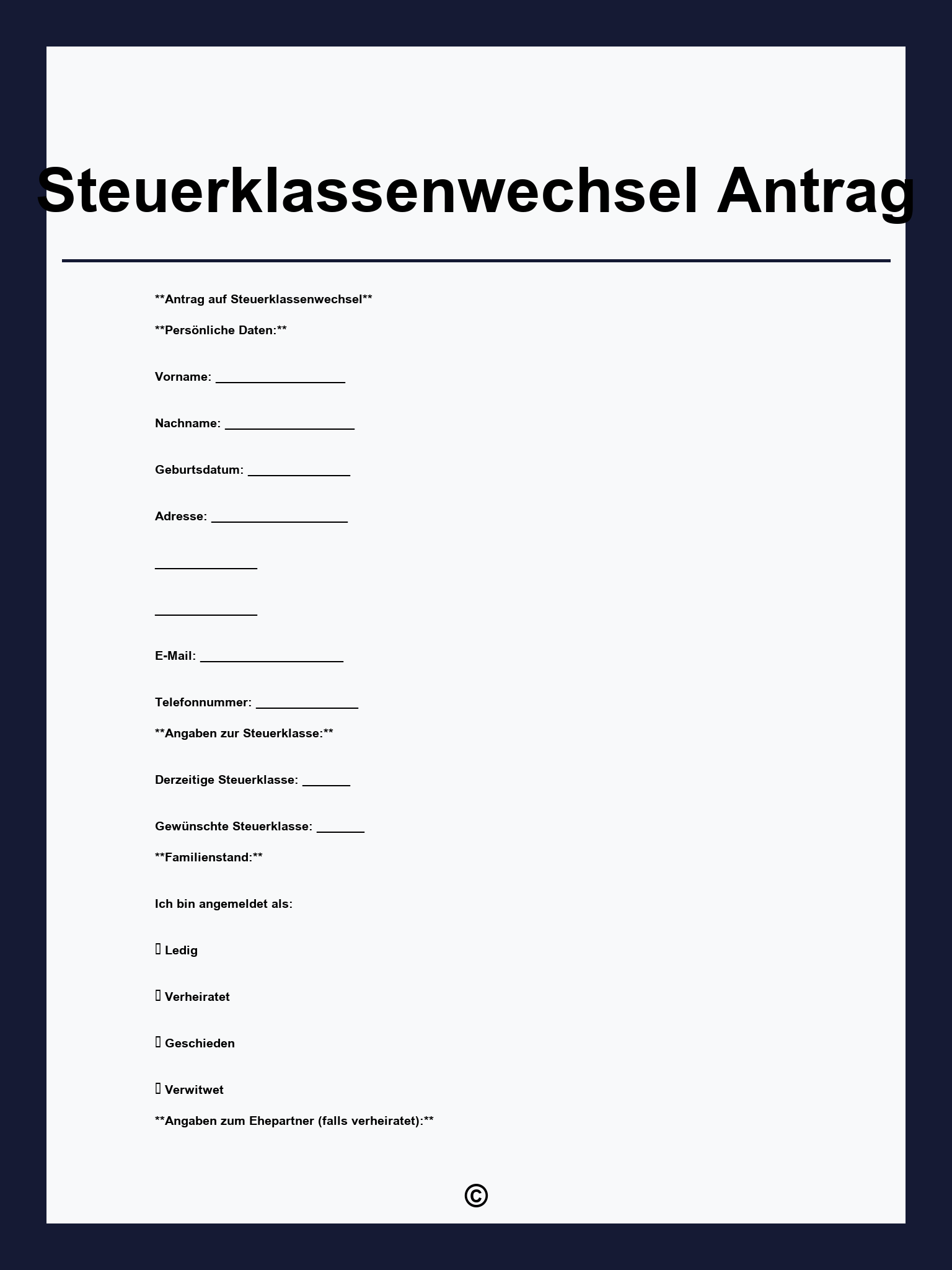 Steuerklassenwechsel Antrag