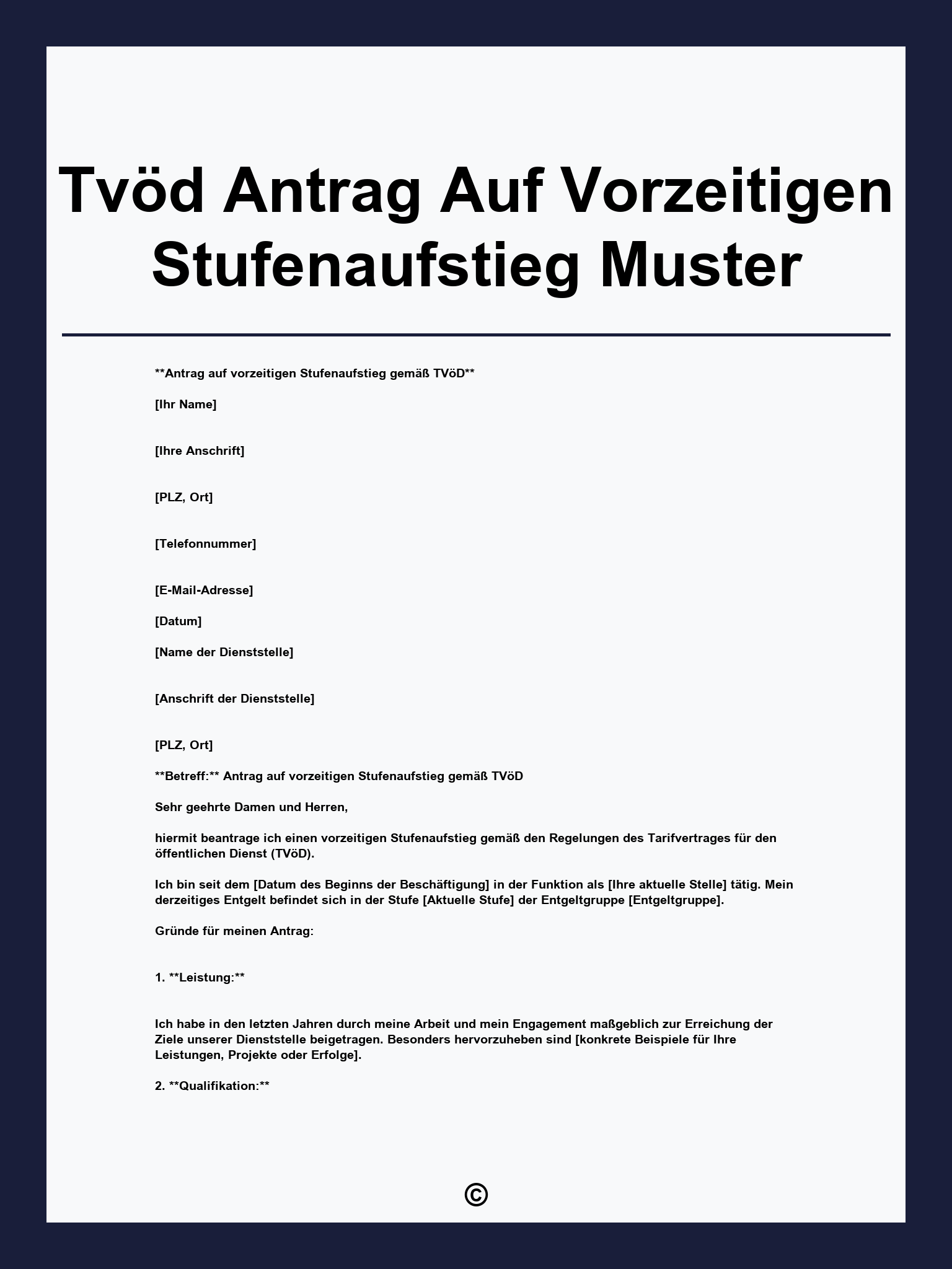 Tvöd Antrag Auf Vorzeitigen Stufenaufstieg Muster
